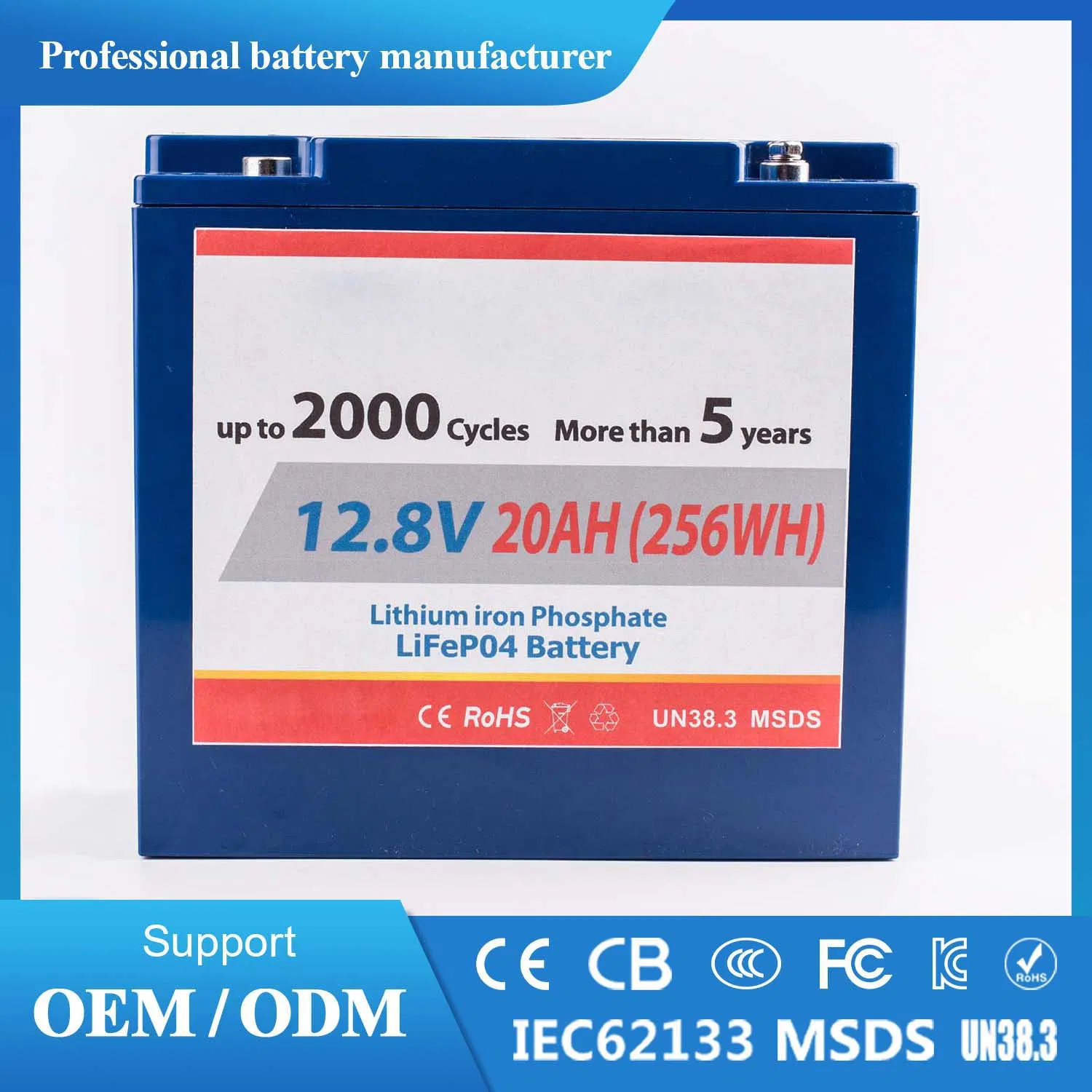 12V 20ah 12.8V 24ah Factory-Made LiFePO4 Battery Pack with Built-in PCM Ideal for UPS RV Golf Cart Yacht Marine Backup Power Solar Storage