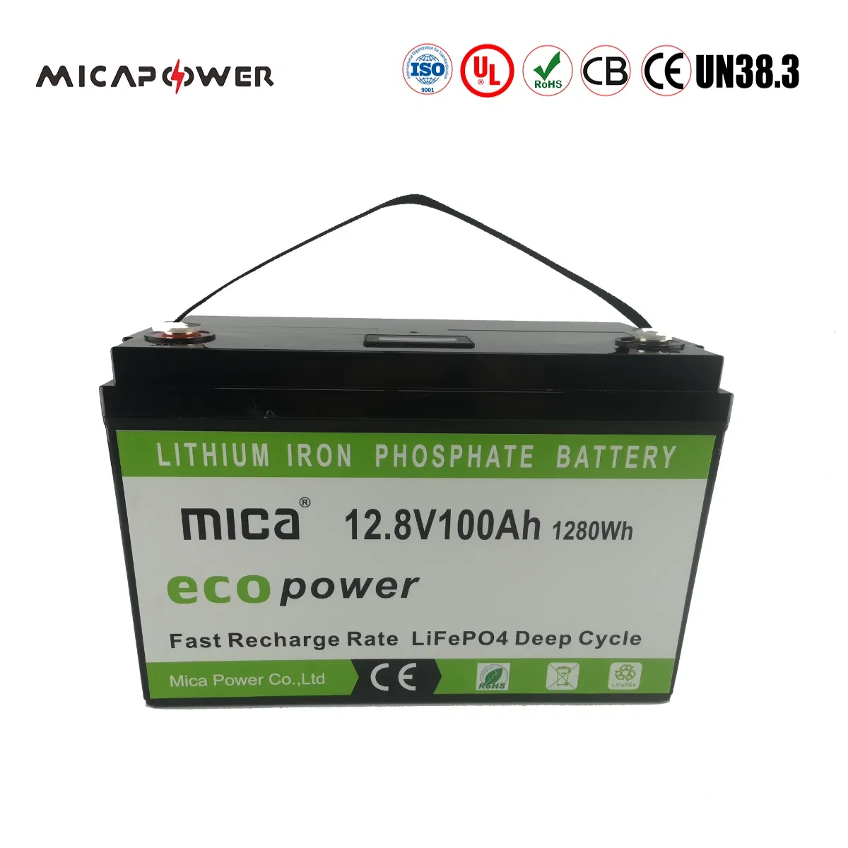 5 Years Warranty 12.8V 12V LiFePO4 Battery 100ah LCD Display Rechargeable Lithium Battery for Solar Energy Storage System Hybrid Inverter Golf Cart