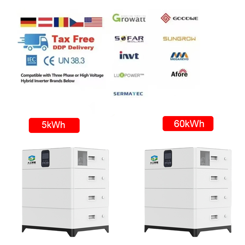 Hybrid Inverter Stacked Home Solar Ess 5kwh 10kwh 20kwh Lithium Ion Battery All-in-One Energy Storage System Can Communication