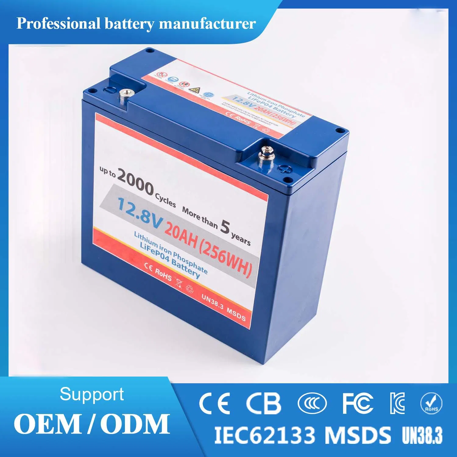 12V 20ah 12.8V 24ah Factory-Made LiFePO4 Battery Pack with Built-in PCM Ideal for UPS RV Golf Cart Yacht Marine Backup Power Solar Storage