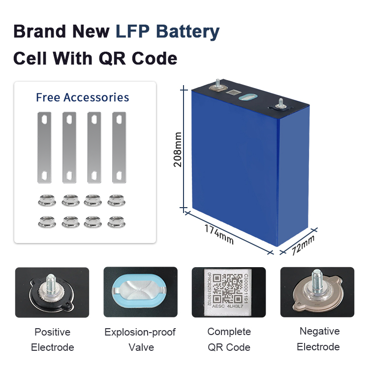3.2V Prismatic Lifepo4 Lithium Ion Battery Cells 100Ah MB31 280Ah 340Ah 8000 Cycles Solar Energy Storage Batteries 315AH