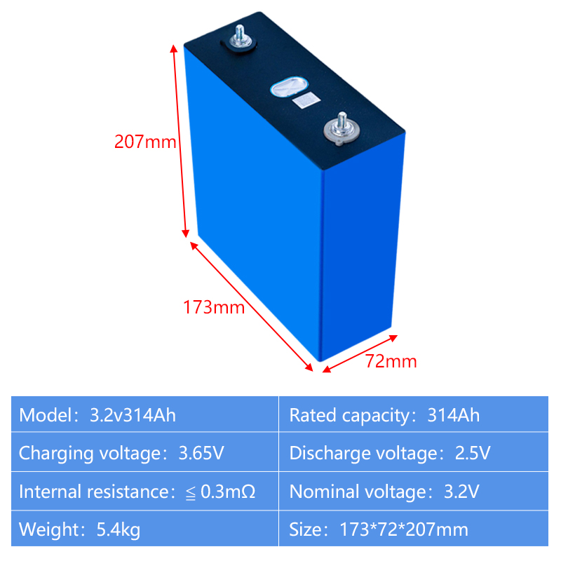 3.2V Prismatic Lithium Ion Battery 314Ah for Solar Energy Applications with Lifepo4 300ah 306ah 314ah 320ah 330ah 340ah Variants