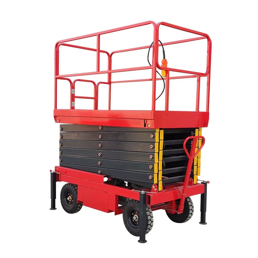 Movable Aerial Work Platform Elevator AC Electric Lifting Table Mobile Lifts Manual Push-Pull Scissor Tables Moving Hydraulic Scissor Lift