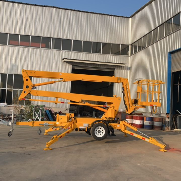 Dymg 12m Folding Articulatinf Trailer Lift Platform Diesel Articulated Boom Lifts Spider Telescopic Lift Aerial Work Platform