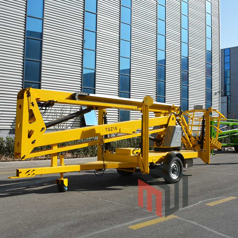 China 10m 14m 16m 18m Aerial Work Platform AC Battery Dual Power Trailer-Mounted Towable Boom Lifts