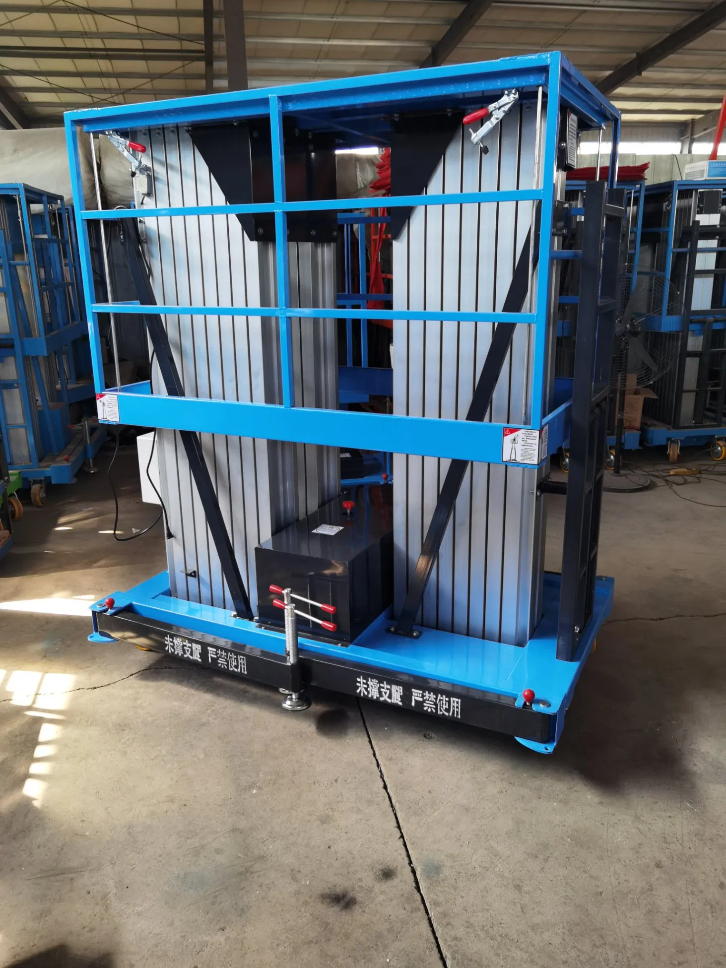 CE 8m Electric Mobile Portable Hydraulic Twin Mast Aluminum Alloy Personnel Lift Platform with Wheels 150-300kg