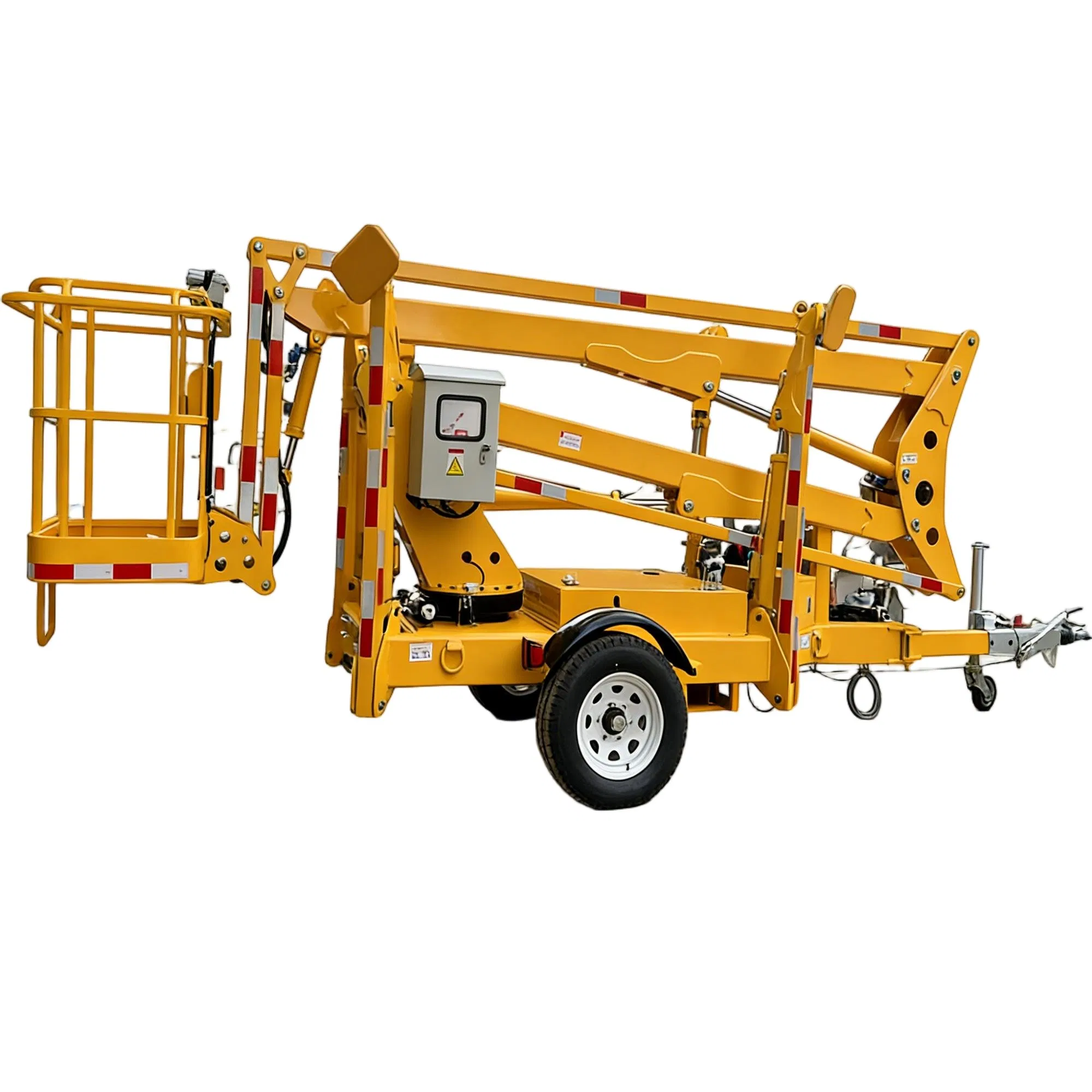 Small Trailer Mounted Folding Arm Boom Lift Aerial Work Platform with Outdoor Use
