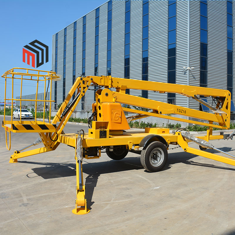China 10m 14m 16m 18m Aerial Work Platform AC Battery Dual Power Trailer-Mounted Towable Boom Lifts