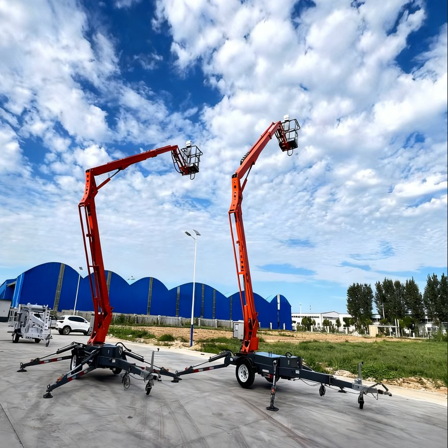 Trailer Mounted Articulating Towable Boom Lift Hydraulic Mobile Elevated Platform for Construction Maintenance Installation Engineering High Reach Work