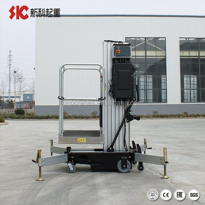 CE Approved Aluminium Lift Platform 12m Electric Single Man Push Around Vertical Mast Lift for Sale