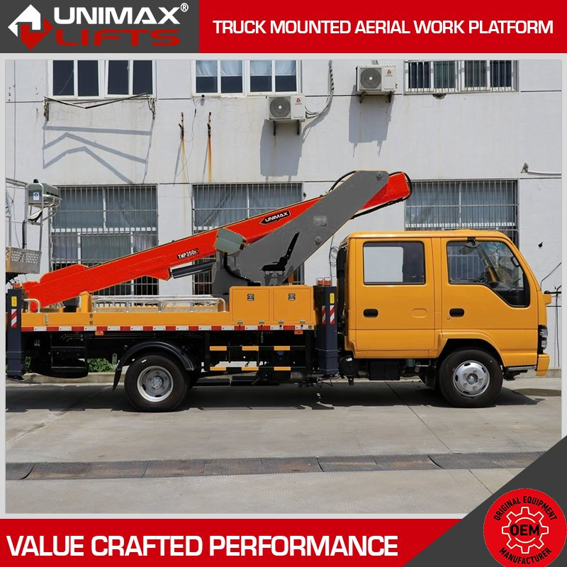 Articulated Unimax Tmp200d Tmp300d Tmp600d 20m 30m 32m 40m 45m 60m Aerial Work Platform Truck Truck Mounted Lift Truck Boom Lift Bucket Truck Mounted Boom Lift