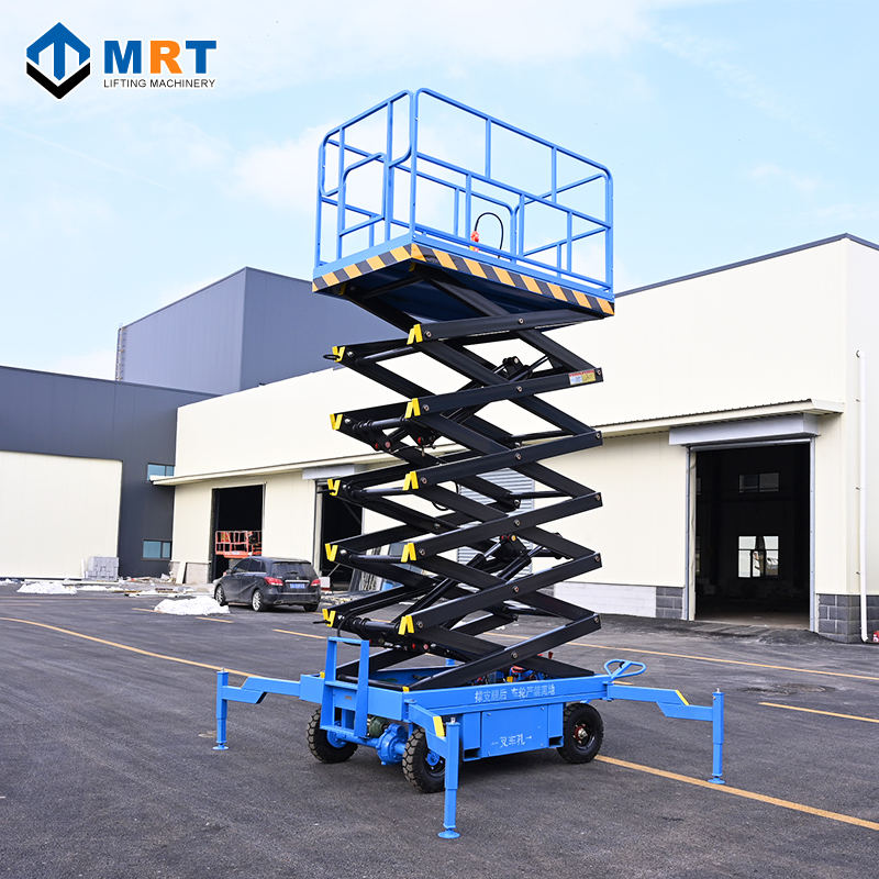 CE 4m Mobile Scissor Lift Platform Manual Push Mobile Scissor Lift Portable Scissor Elevating Platform Portable Mobile Lift