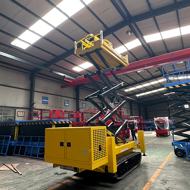 Chinese Factory Hot 8m to 16m Electric Rough Terrain Crawler Tracked Mobile Self-Propelled Aerial Lifting Platform Scissor Lift