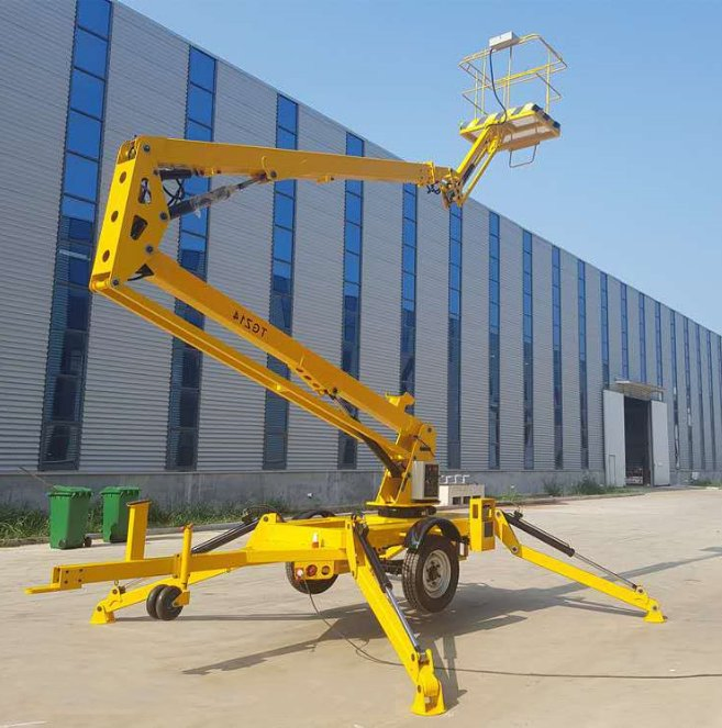 6m-22m Crawler Arm Tracked Trailer Towable Boom Lift Working Height 8m-22m Articulated Towable Cherry Picker Trailer Mounted Jib Machine Boom Lift Man Lift