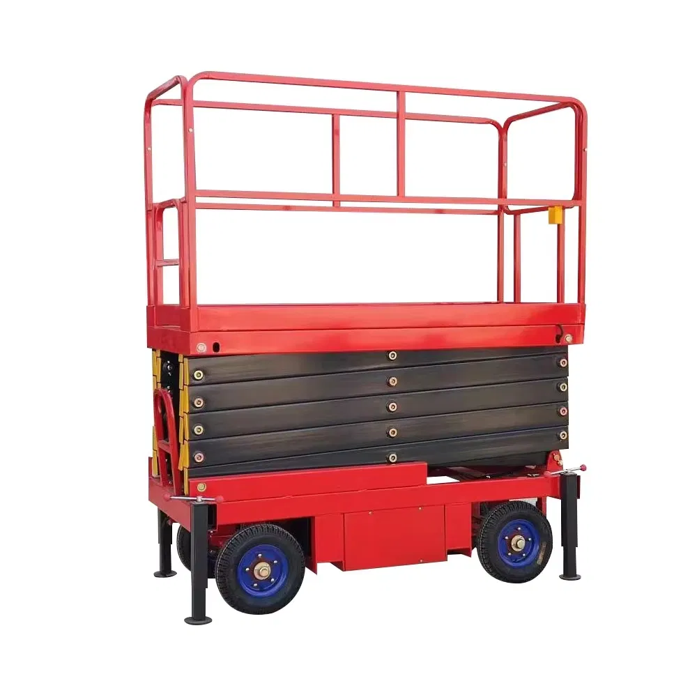 Movable Aerial Work Platform Elevator AC Electric Lifting Table Mobile Lifts Manual Push-Pull Scissor Tables Moving Hydraulic Scissor Lift