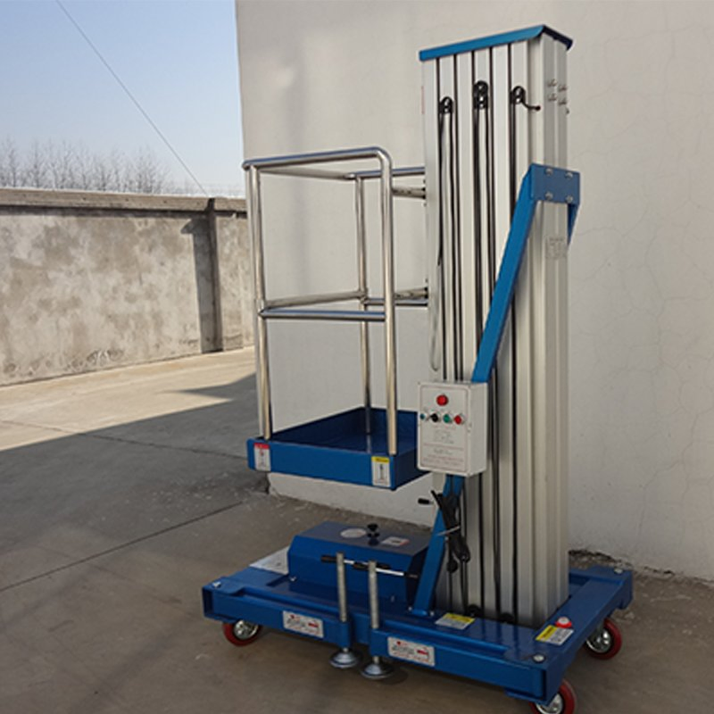 Single Mast Aluminum Aerial Work Platform 9 Meters Vertical Lift Elevator Lift