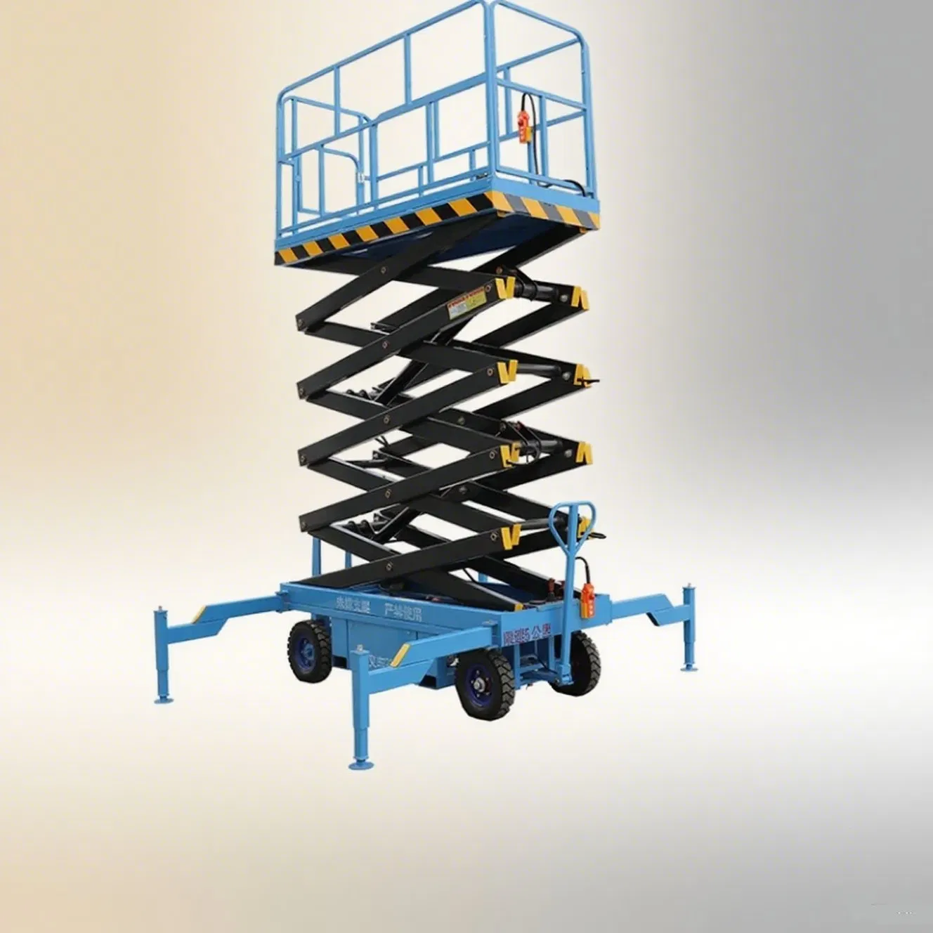 5 to 20 M Hydraulic Mobile Scissor Lift Platform Manual Push Moving Aerial Work Elevator with Extension Option