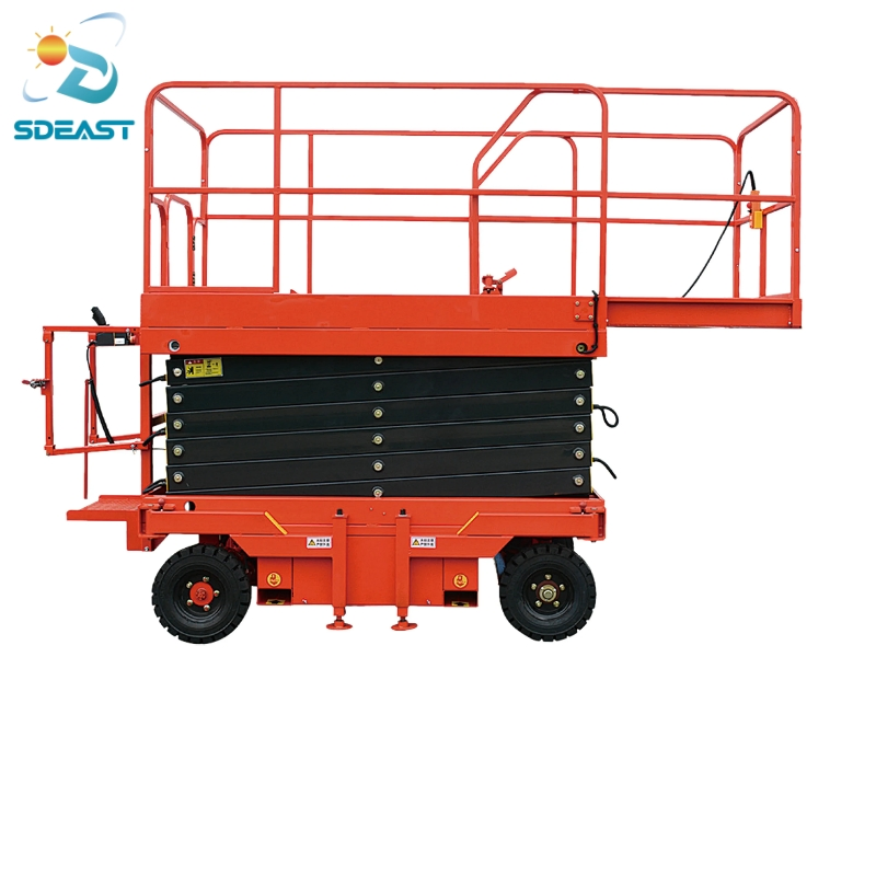 5 to 20 M Hydraulic Mobile Scissor Lift Platform Manual Push Moving Aerial Work Elevator with Extension Option