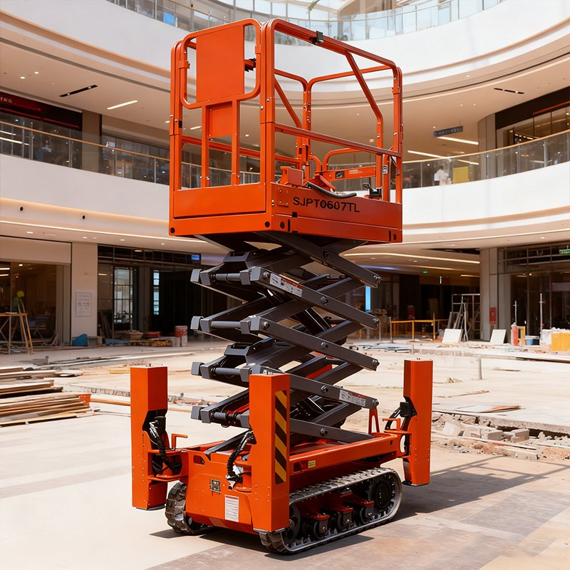 6m 8m 10m 12m 14m 16m Self-Propelled Electric Elevated Work Platfrom Battery Powered Hydraulic Outdoor Mobile Tracked Crawler Scissor Lift Price with Outrigger