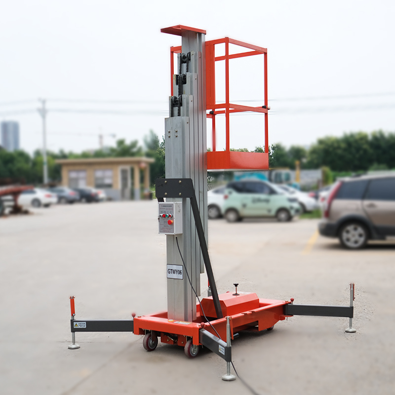 Shanding Factory Price Aluminum Alloy 4.7m 6.2m 7.8m 9.2m 10.4m 12m Aerial Work Platform Hydraulic Single Mast Vertical Lift