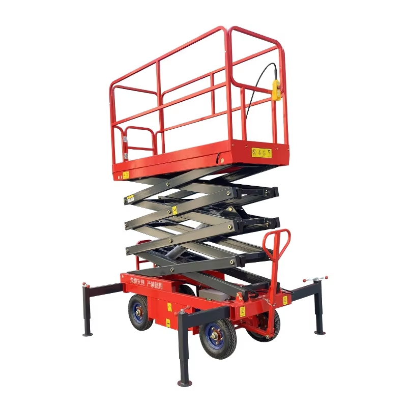 Movable Aerial Work Platform Elevator AC Electric Lifting Table Mobile Lifts Manual Push-Pull Scissor Tables Moving Hydraulic Scissor Lift