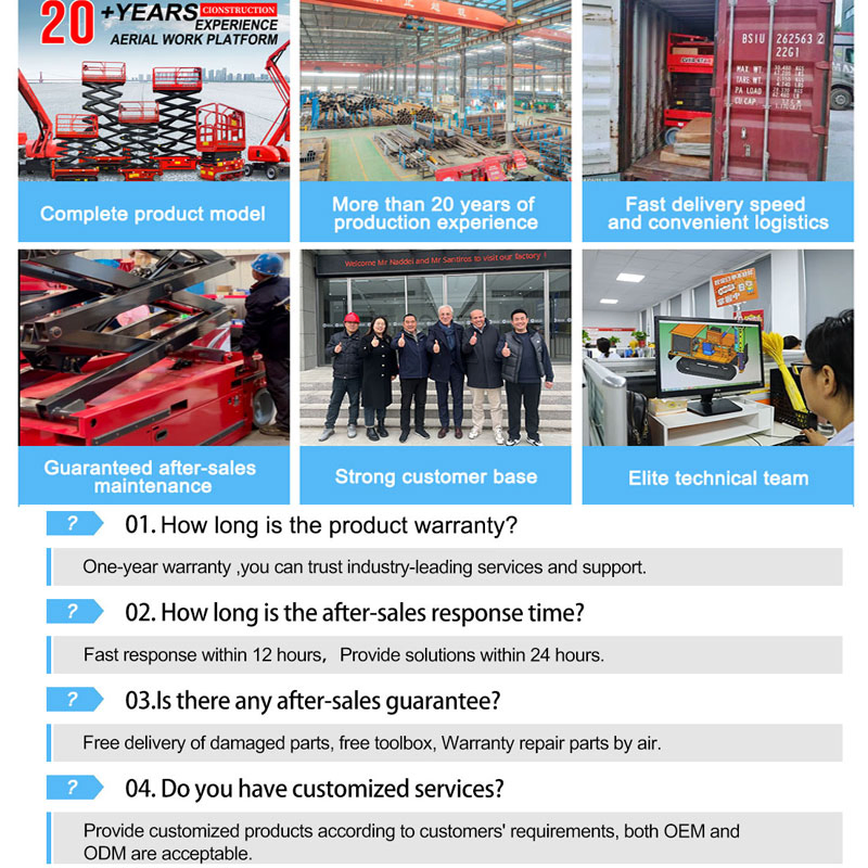 Electric Mobile Four Wheel Hydraulic Maximum Height Heavy Duty Structure Hydraulic Scissor Lift Capacity