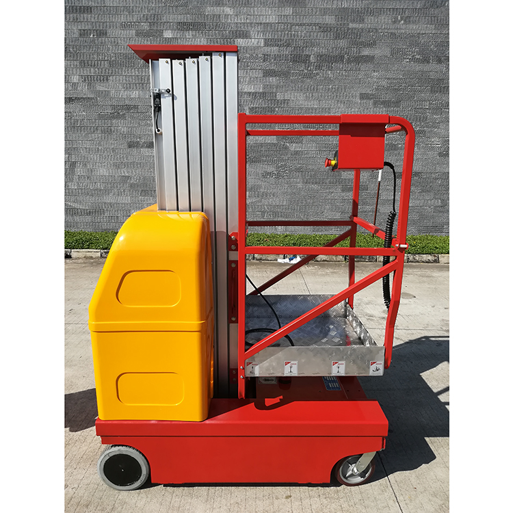 Self Propelled Vertical Lift 125kg Capacity Electric Single Mast Manlift