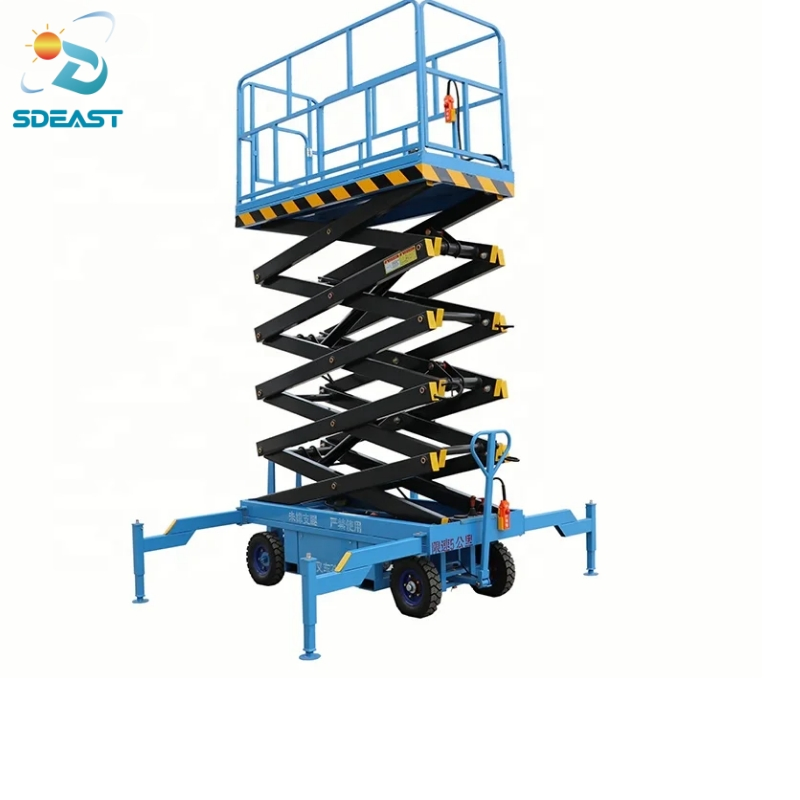 5 to 20 M Hydraulic Mobile Scissor Lift Platform Manual Push Moving Aerial Work Elevator with Extension Option