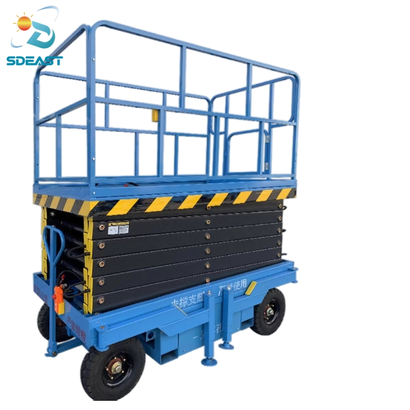 5 to 20 M Hydraulic Mobile Scissor Lift Platform Manual Push Moving Aerial Work Elevator with Extension Option