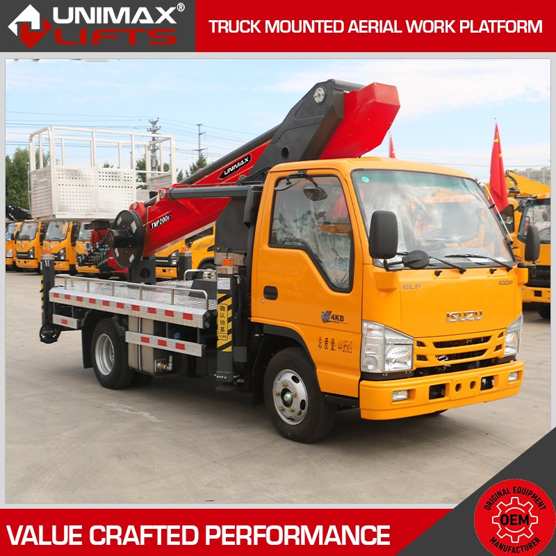 Articulated Unimax Tmp200d Tmp300d Tmp600d 20m 30m 32m 40m 45m 60m Aerial Work Platform Truck Truck Mounted Lift Truck Boom Lift Bucket Truck Mounted Boom Lift