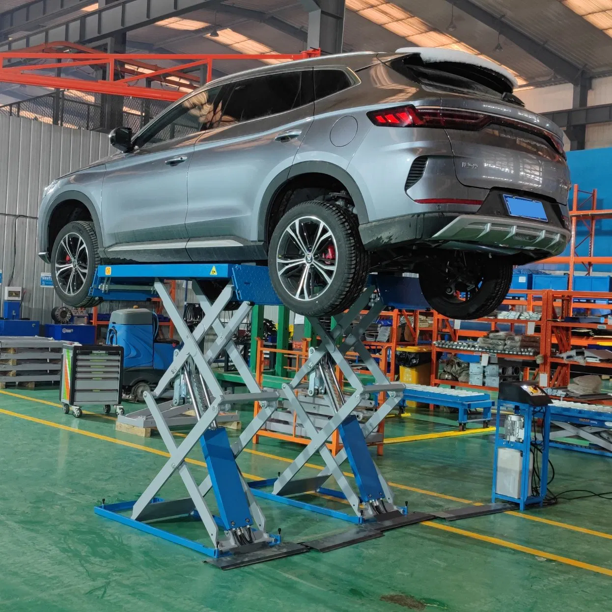 Star Machine Ultrathin Scissor Lift Low Profile Double Hydraulic Cylinder Auto Car Lifter