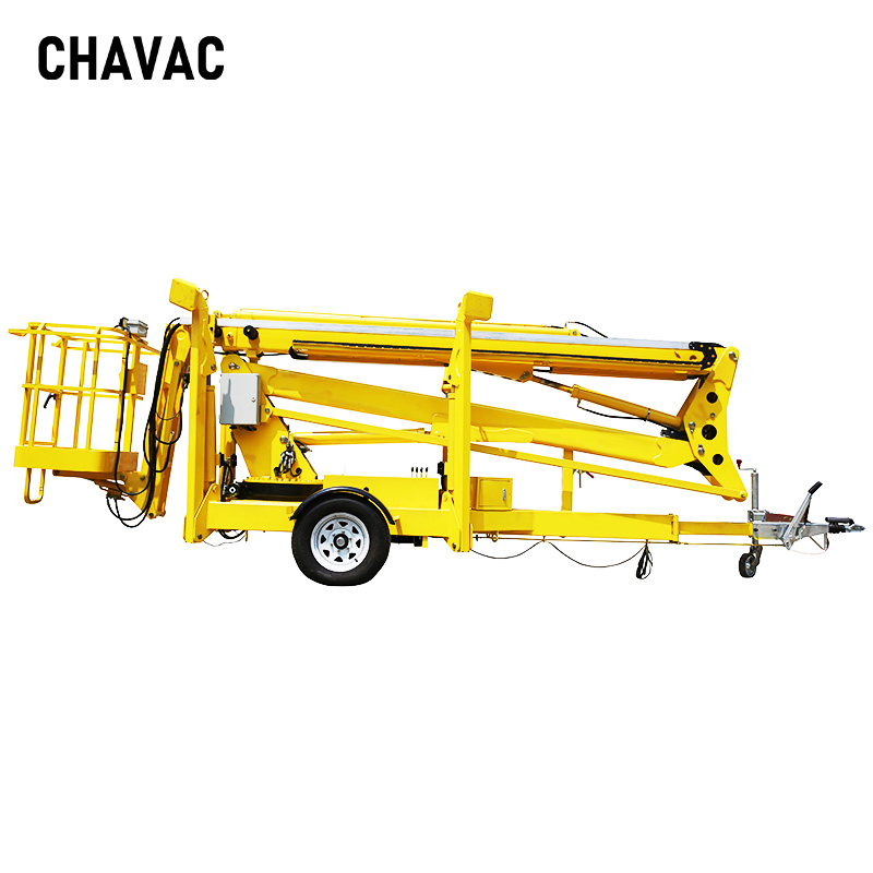 Germany Traffic Alko Axles Hydraulic Electric Trailer Cherry Picker Towable Spider Articulated Boom Lift