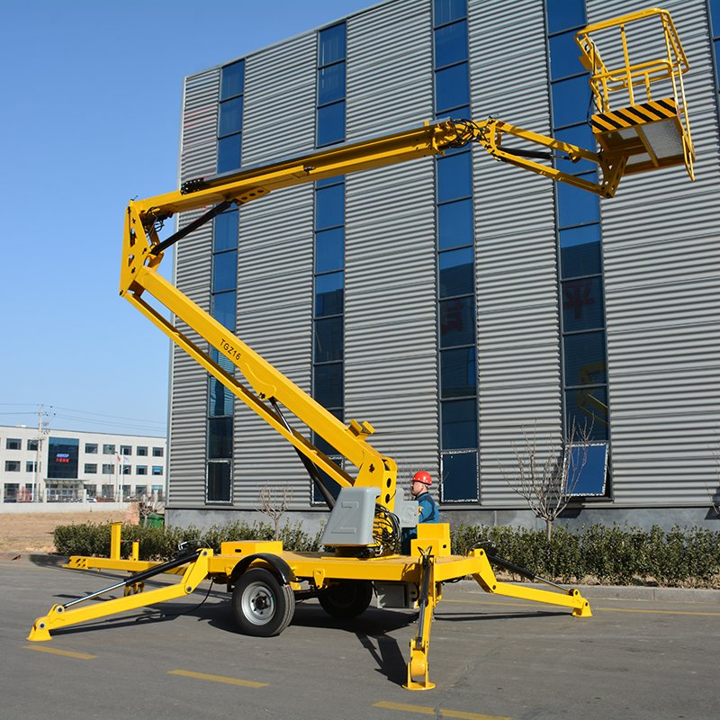 6m-22m Crawler Arm Tracked Trailer Towable Boom Lift Working Height 8m-22m Articulated Towable Cherry Picker Trailer Mounted Jib Machine Boom Lift Man Lift