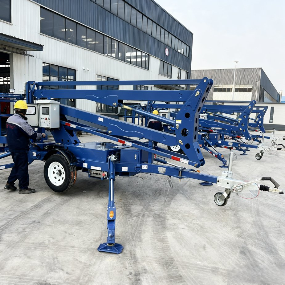 Towable Articulating Boom Lift Portable Aerial Platform for Building Construction Cherry Picker Mobile Boom Lift Man Lift 14 M 16 M 18 M 20 M