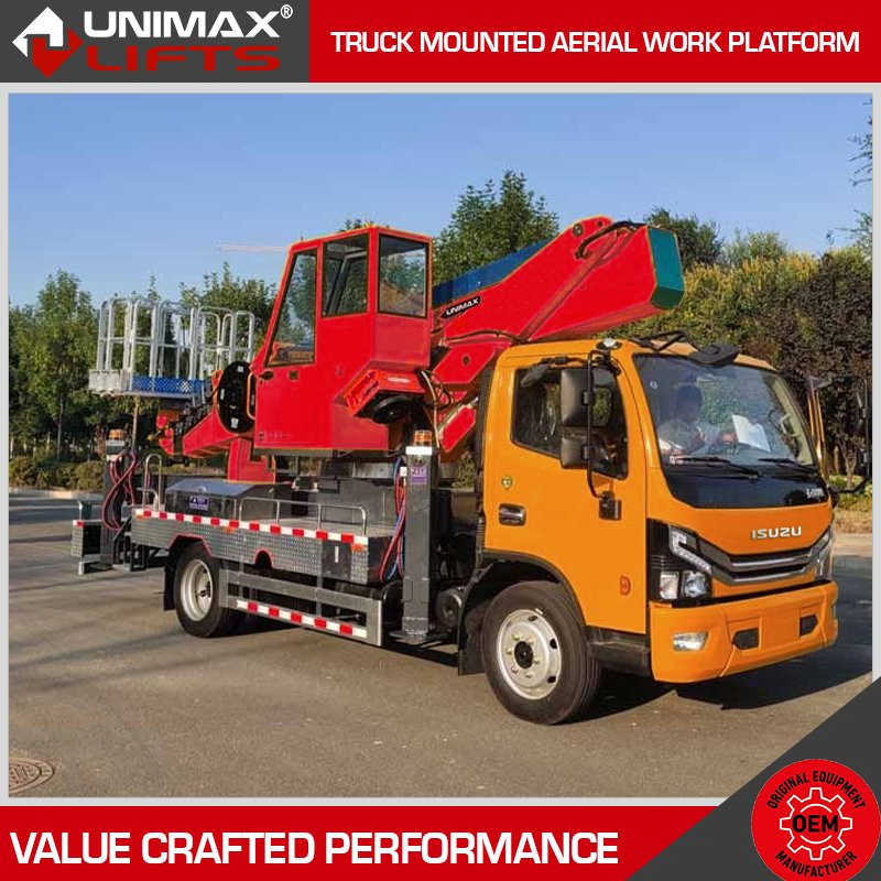 Innovative Haulotte Genie Jlg Tadano Dinolift Elliott 20m 30m 35m 40m 45m 60m Mobile Work Platform Truck Mounted Lift Aerial Boom Truck Elevated Work Platform