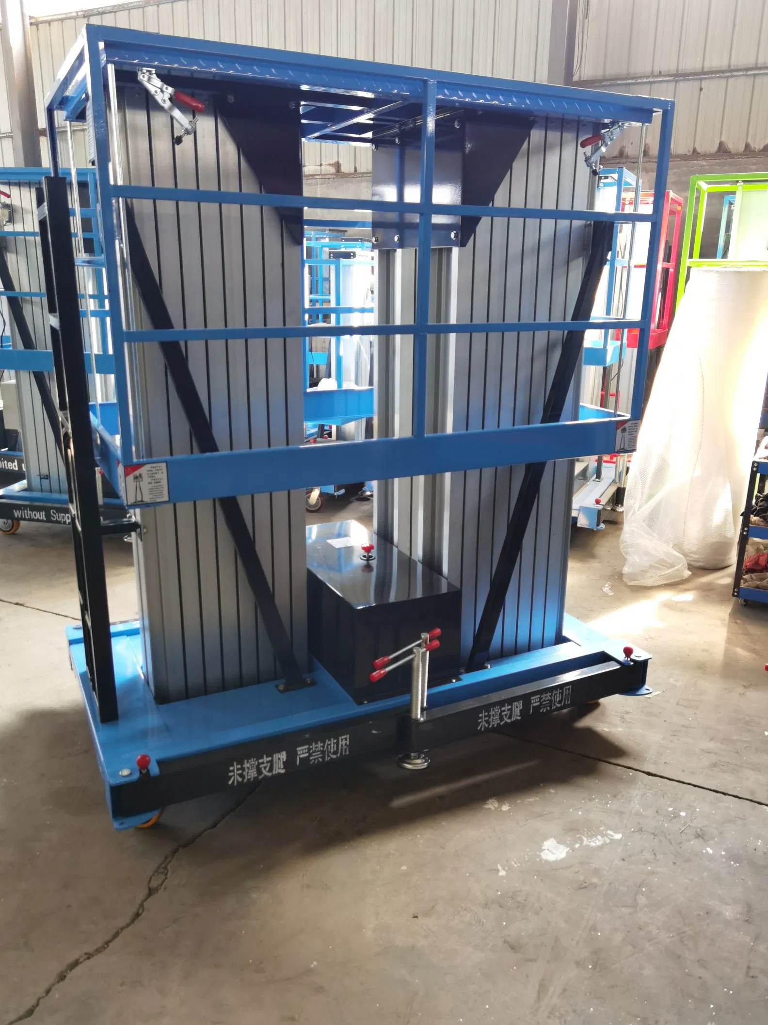 CE 8m Electric Mobile Portable Hydraulic Twin Mast Aluminum Alloy Personnel Lift Platform with Wheels 150-300kg