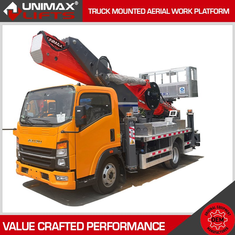 Articulated Unimax Tmp200d Tmp300d Tmp600d 20m 30m 32m 40m 45m 60m Aerial Work Platform Truck Truck Mounted Lift Truck Boom Lift Bucket Truck Mounted Boom Lift