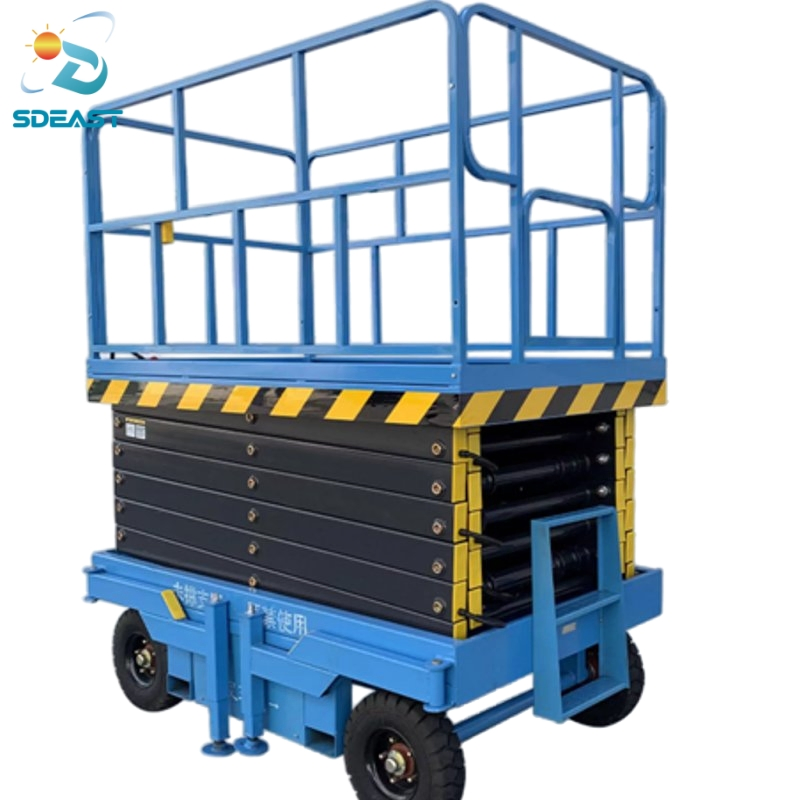 5 to 20 M Hydraulic Mobile Scissor Lift Platform Manual Push Moving Aerial Work Elevator with Extension Option