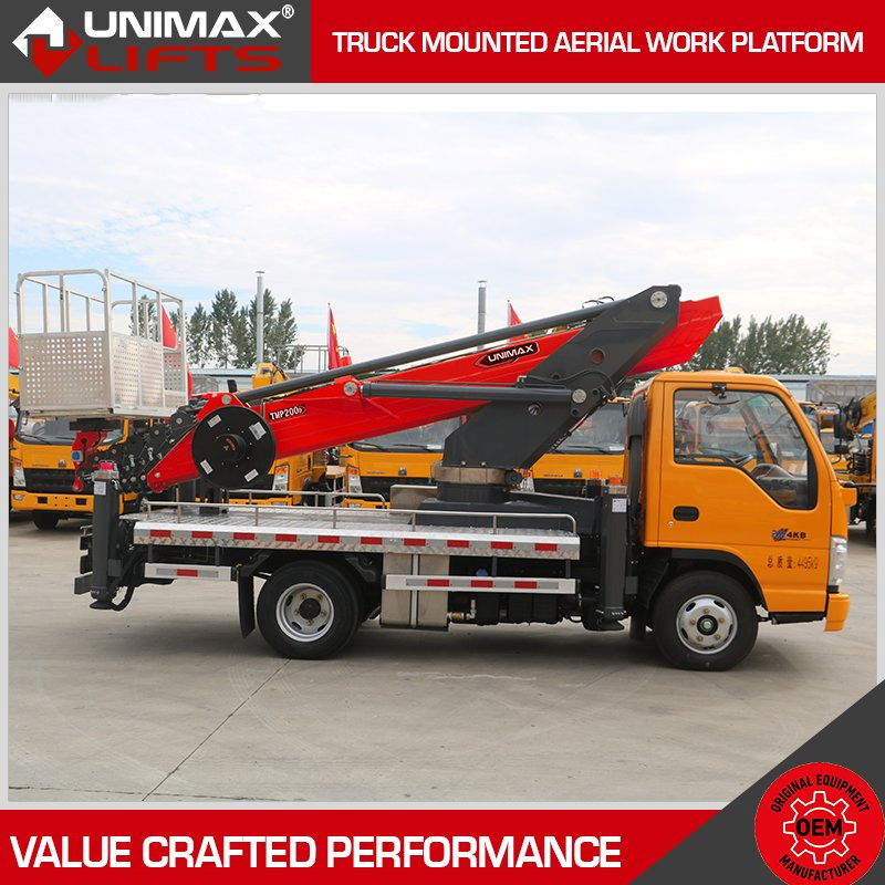 Articulated Unimax Tmp200d Tmp300d Tmp600d 20m 30m 32m 40m 45m 60m Aerial Work Platform Truck Truck Mounted Lift Truck Boom Lift Bucket Truck Mounted Boom Lift