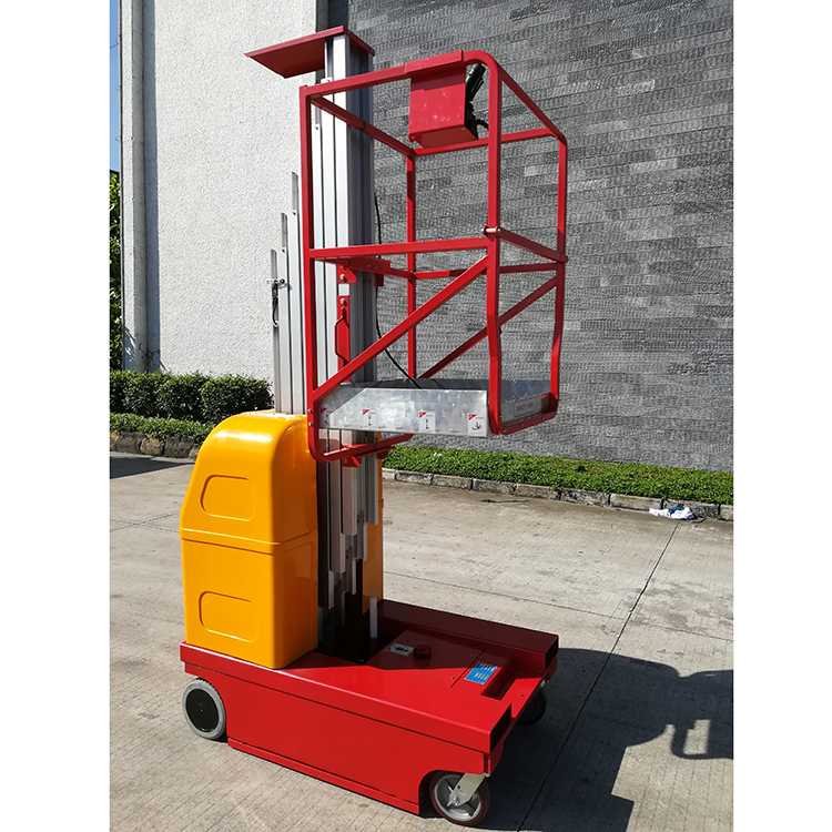 Self Propelled Vertical Lift 125kg Capacity Electric Single Mast Manlift
