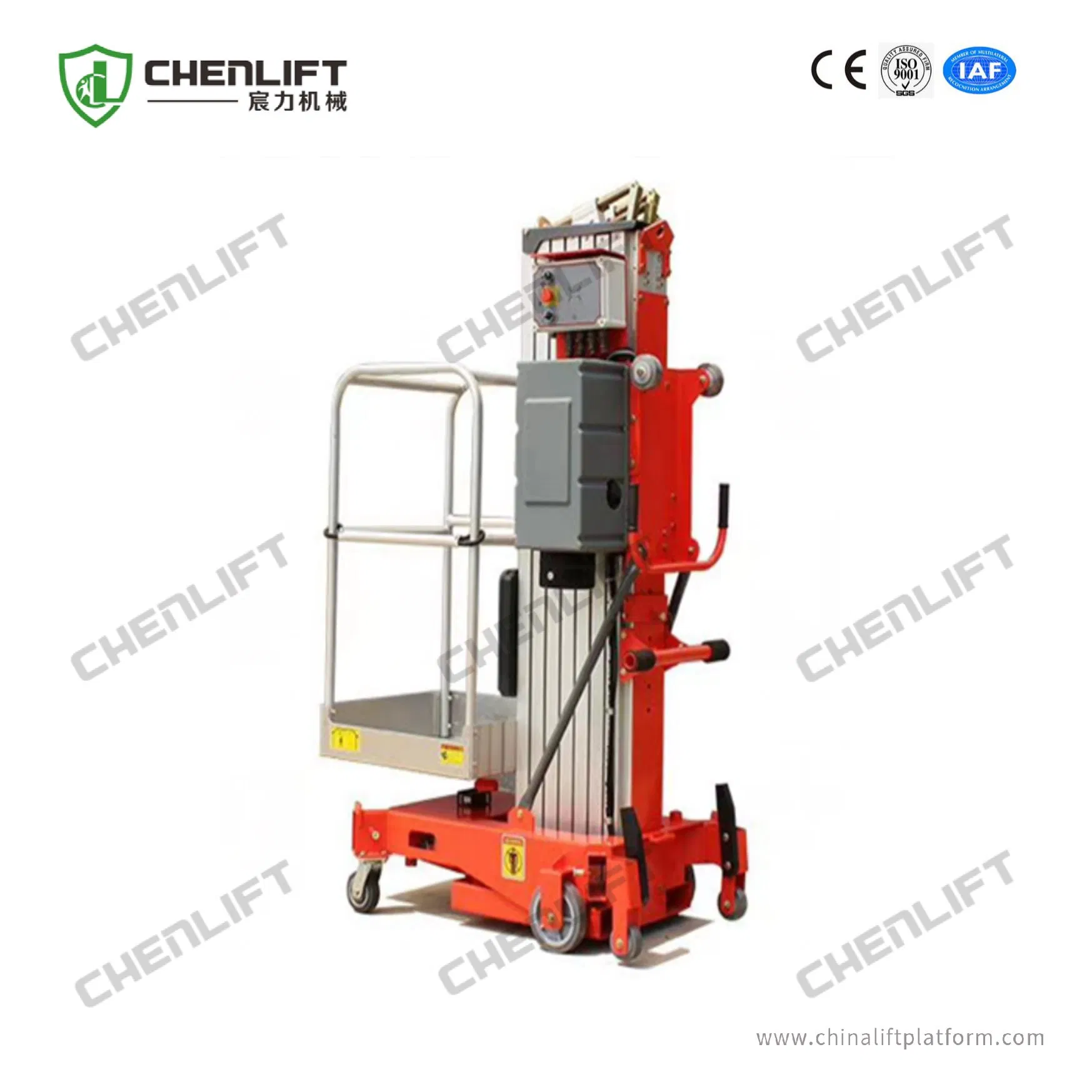 Mobile Push Vertical Mast Lift with Tilting Function
