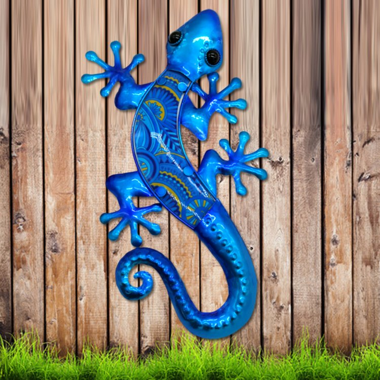 Wholesale Custom Home Garden Sculpture Gecko Wall Art Colourful Metal Lizard Wall Hanging