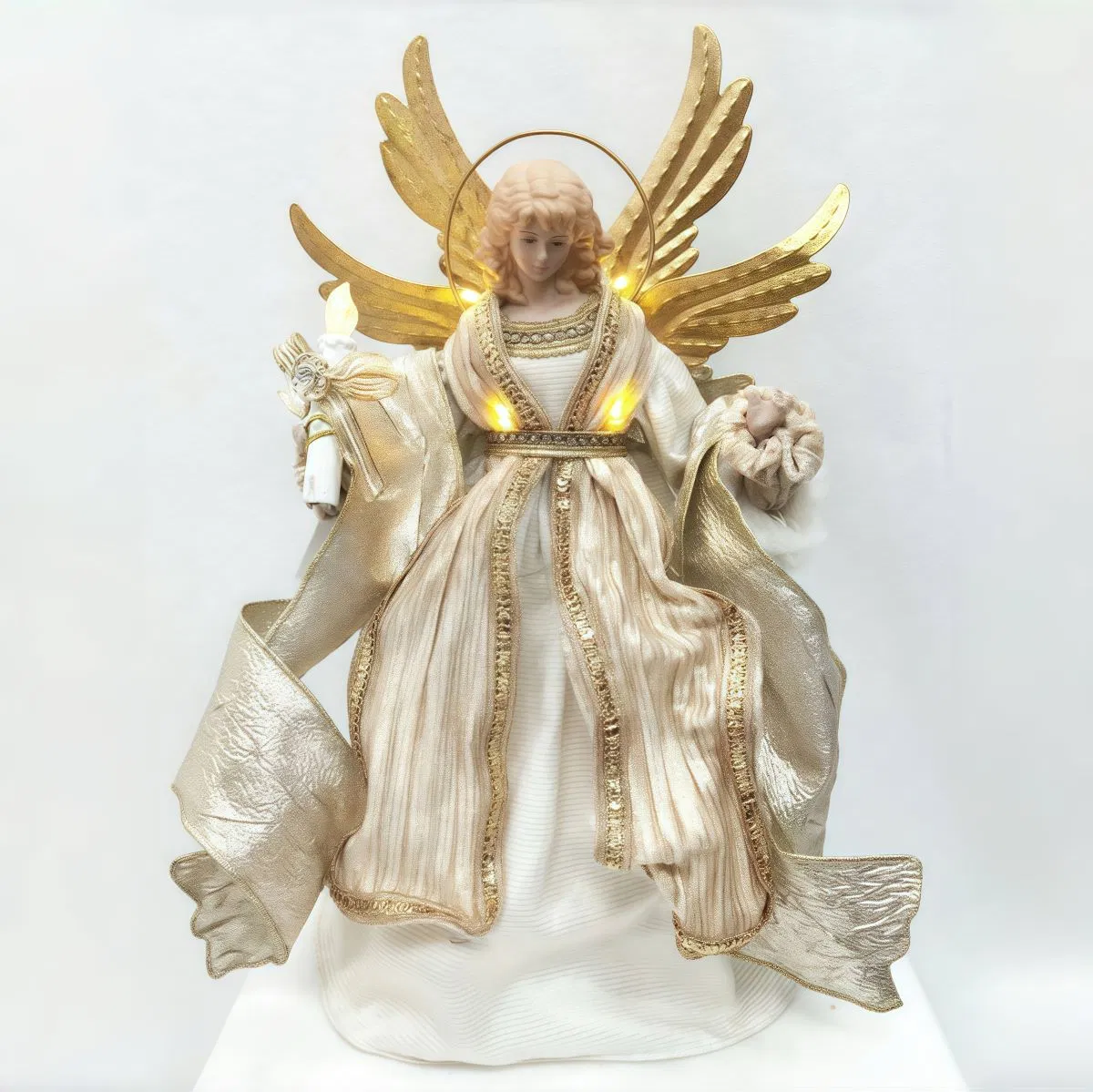 OEM Factory Customized Christmas Angel Tree Topper Christmas Tree Decoration Ceramic Doll Angel Figure Statue Hanging Finial