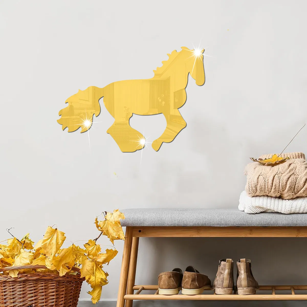 Acrylic Mercedes Horse Mirror Wall Decal Bedroom Decor