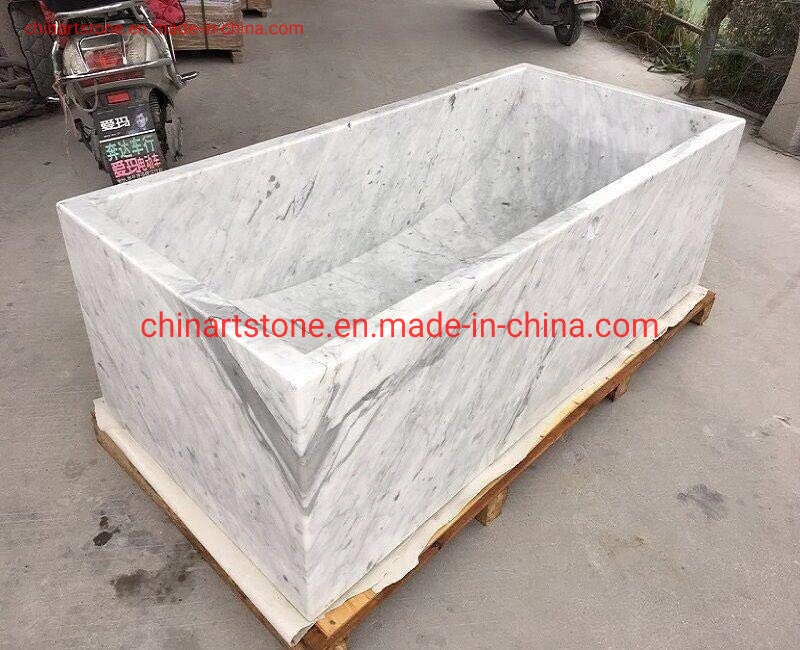 High-End Nature Stone White Marble Bathtub for Bathroom