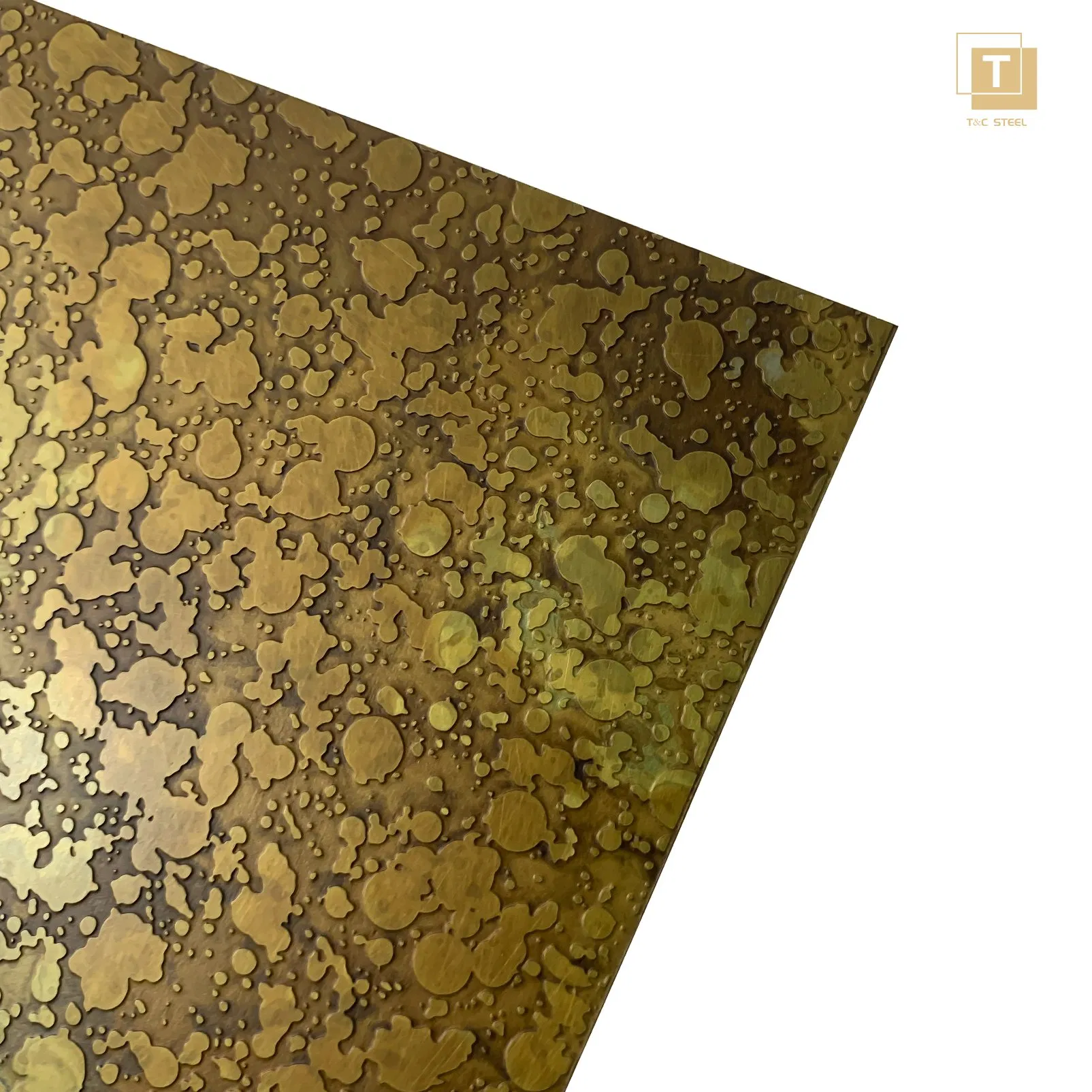 Antique Etched Textured Patina Brass Coated Cladding Decorative Metal Panel Antique 430 201 304 316 Stainless Steel Plate for Interior Wall Building