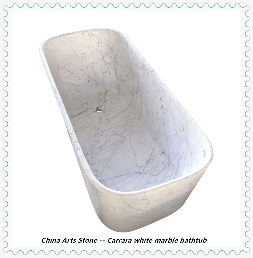 High-End Nature Stone White Marble Bathtub for Bathroom