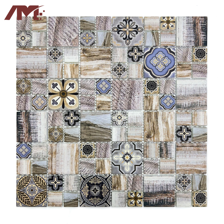 Antique Retro Pattern Cheap Price Ceramic Wall Glass Crystal Mosaic Tiles