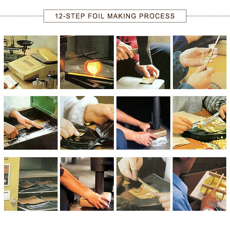 Decoration Golden Style Gold Leaf Art 98%-99% 24K Pure Gold Leaf Foil for Metal. Furniture Decoration, Gilding Outdoor Statues