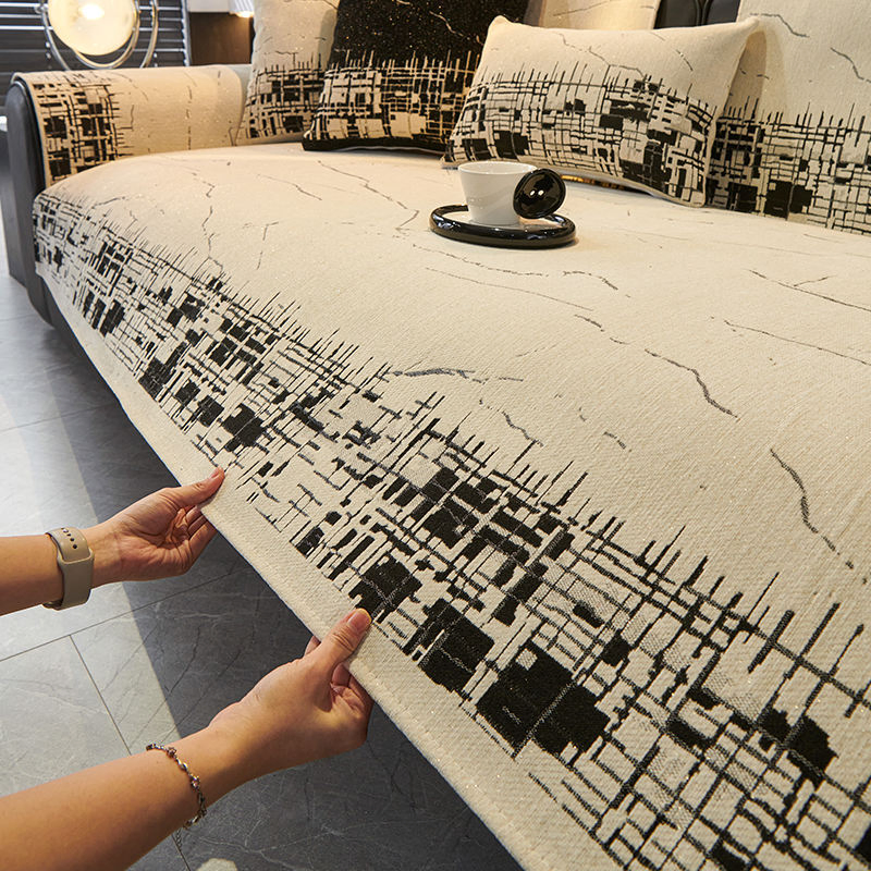 Geometric Pattern Abstract Art Chenille Sofa Cushion Classic Modern Style Living Room Decoration